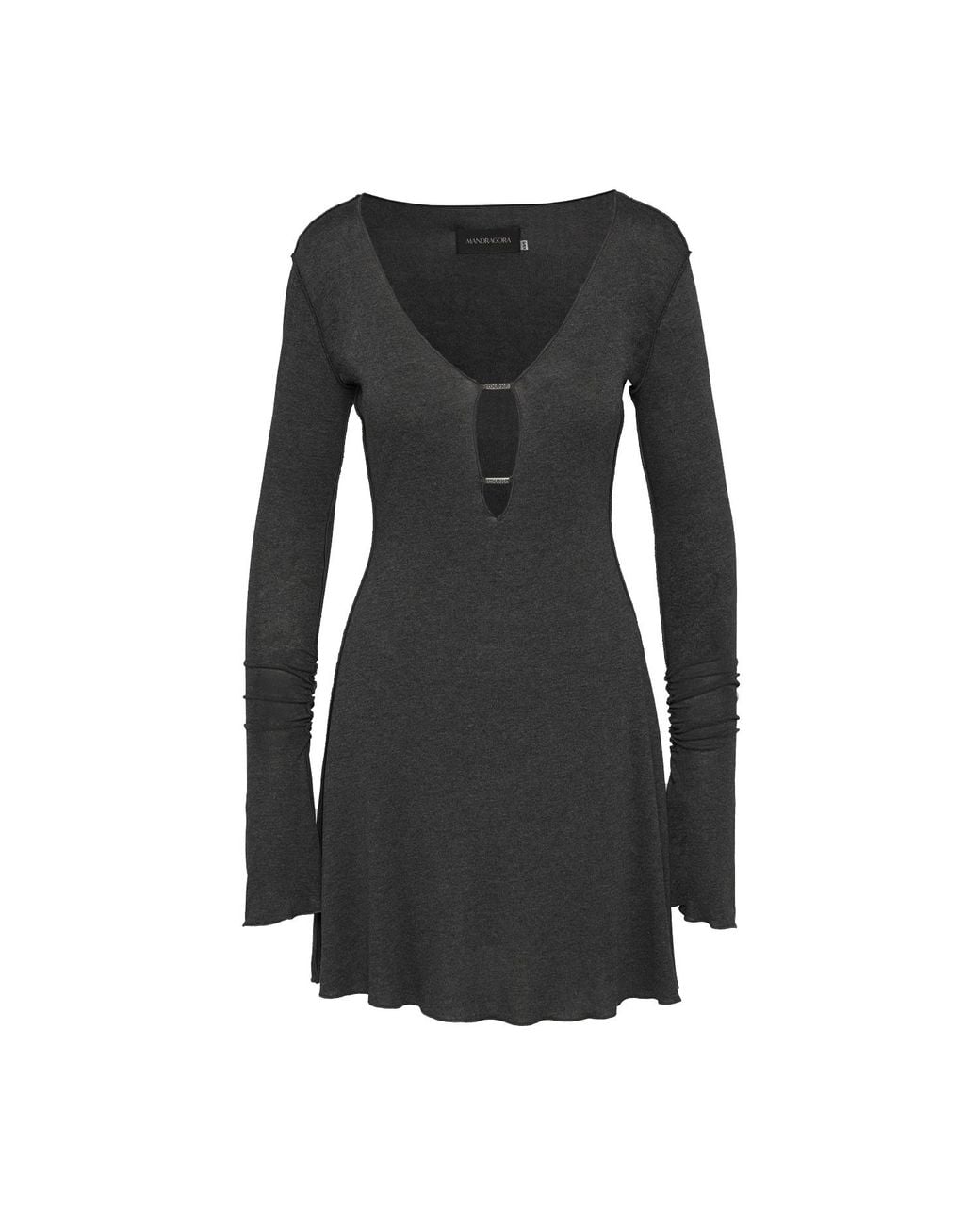 Mandragora Black Viscose Dress With Neckline And Decorative Details – Chloe