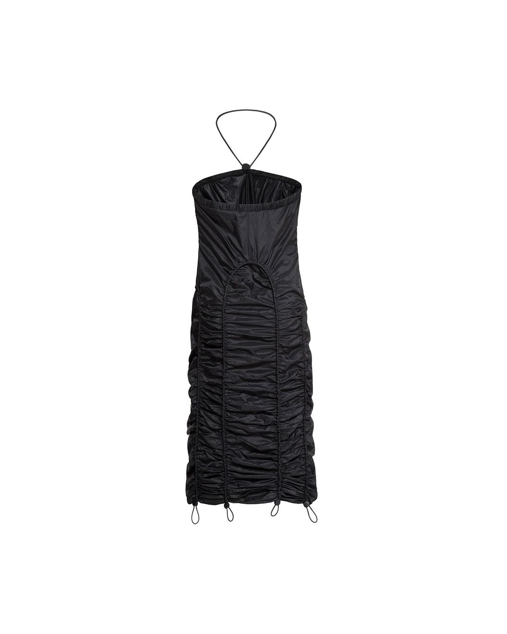 Audrey Vallens Black Spades 2 Gathered Seam Halter Dress