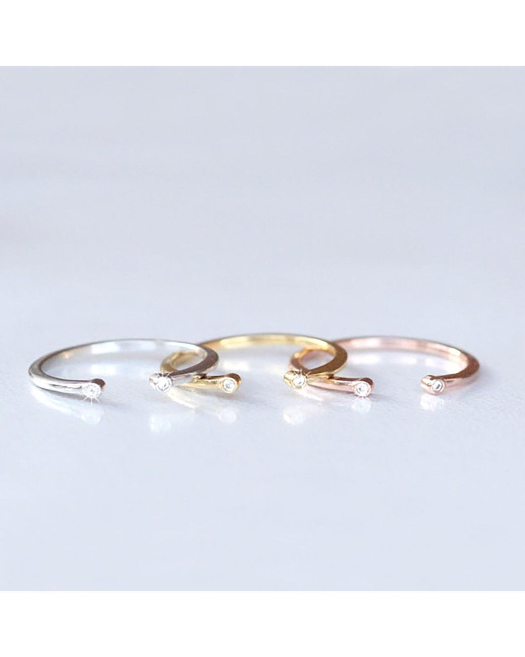 VicStoneNYC Fine Jewelry Metallic Lumière Cuff Ring – Lab Diamond Open Ring