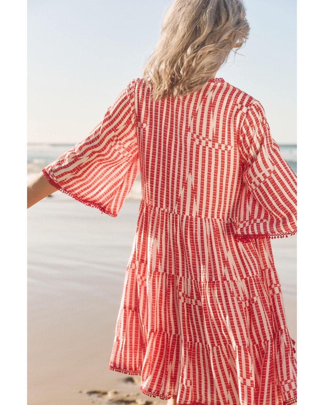 Adrift Clothing Red Mable Cotton Silk Short Dress