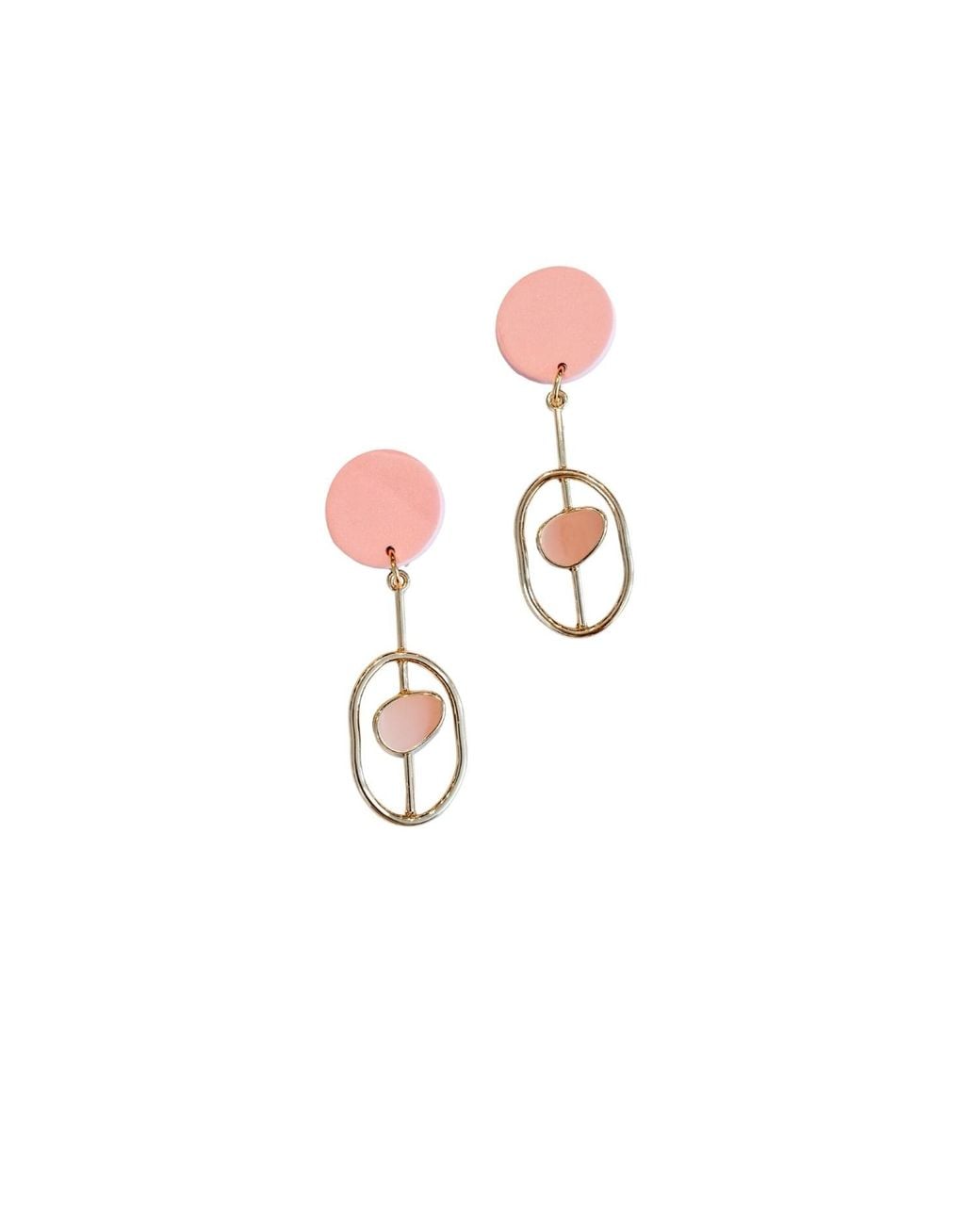Babaloo Pink Rose Oval Drop Earrings