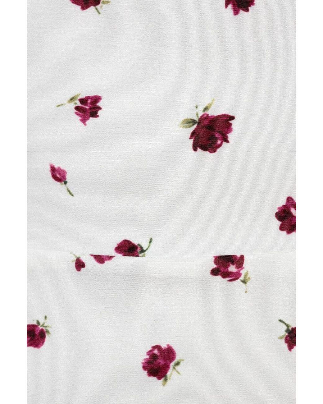 POST MERIDIEM White Printed Godet Silhouette Square Neck Midi Dress