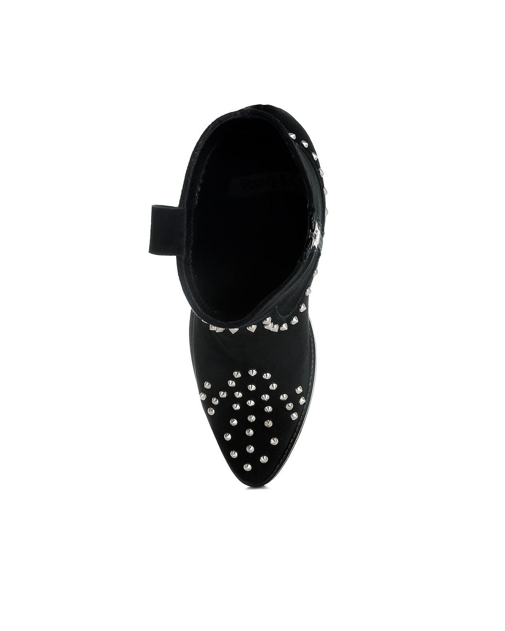 Rag & Co Black Hira Studs Embellished Cowboy Boots
