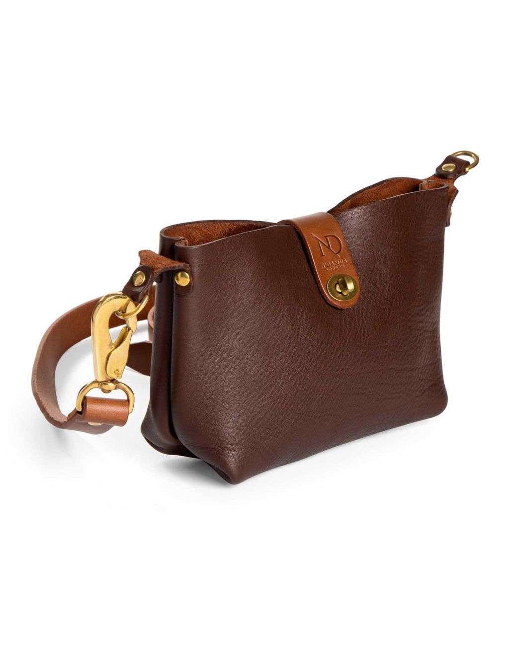 N'damus London Brown Mini Adanna Leather Crossbody Bag