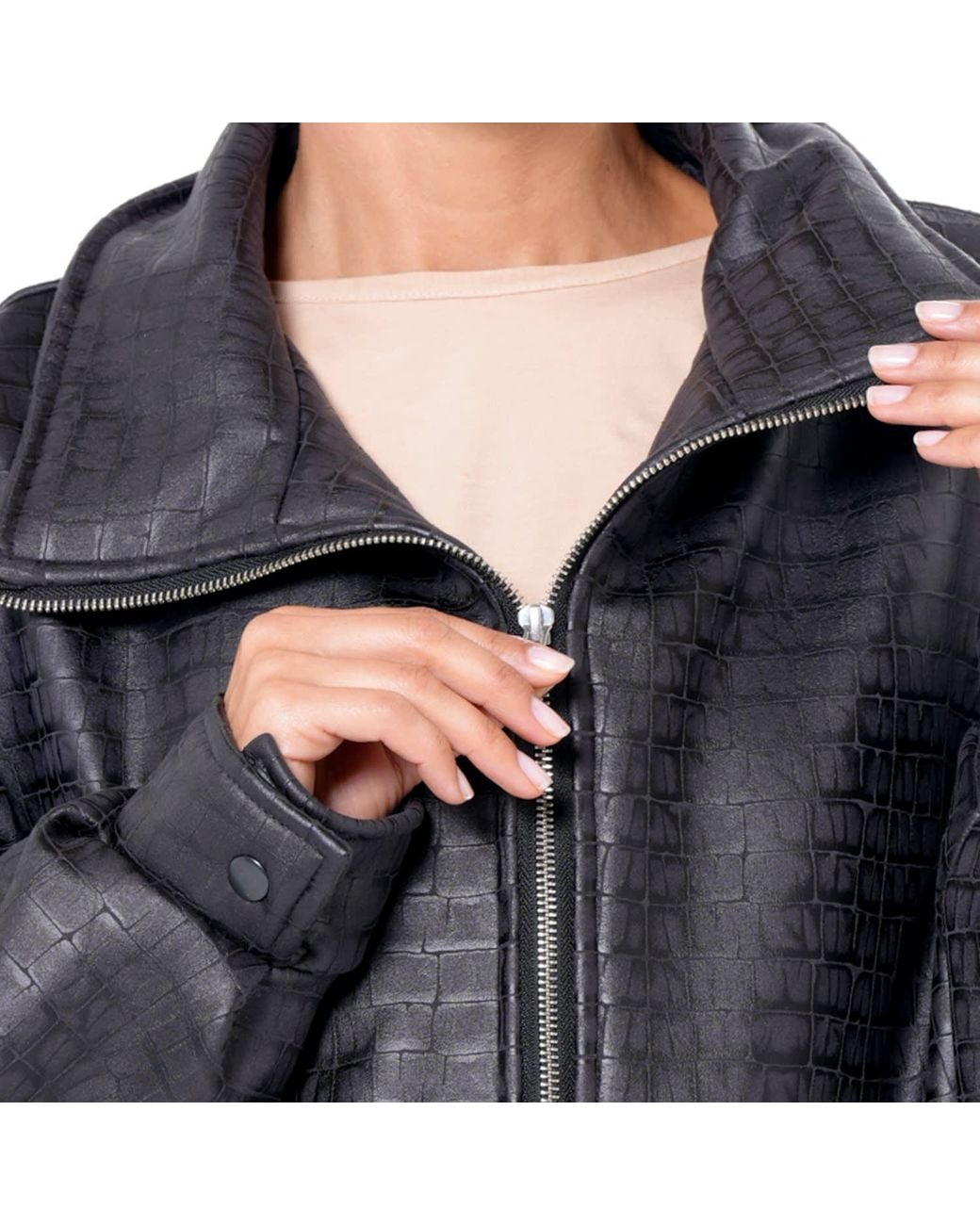 Metamorph Blue Oversized Croc-Effect Jacket