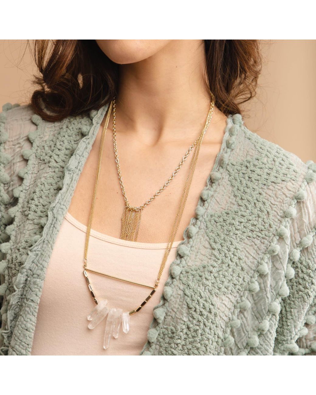 Saachi White Boho Layered Chain Necklace