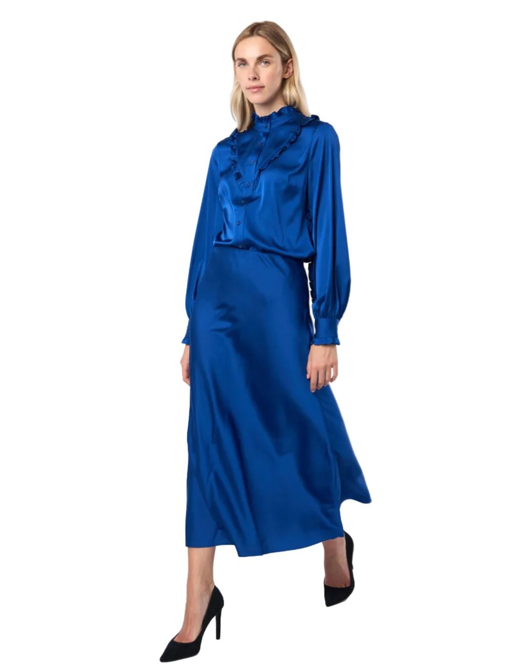 Carloslines Blue Trumpet Bias Skirt