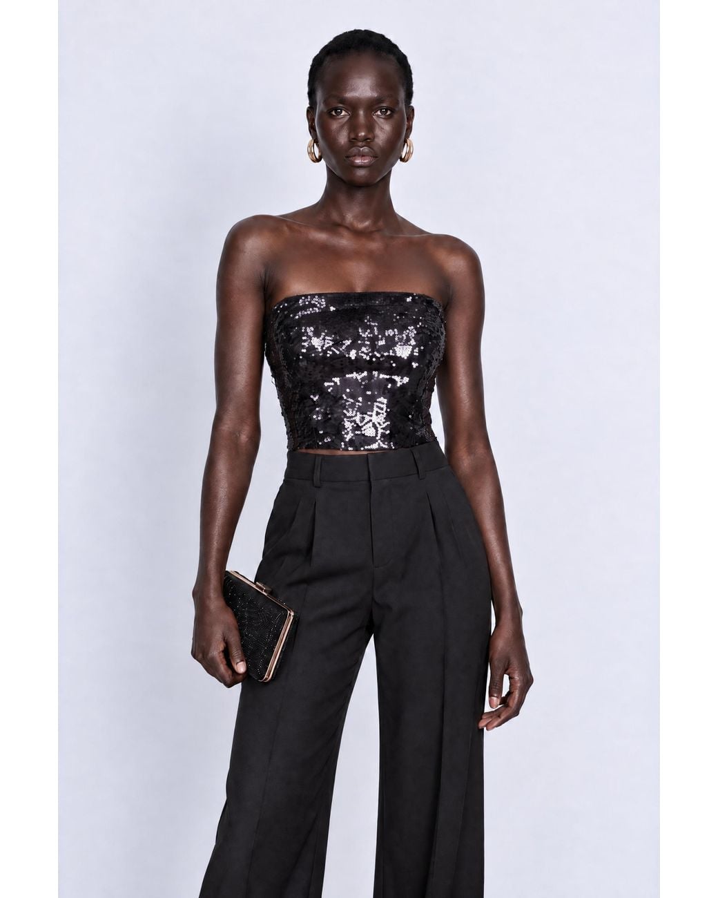 Room 24 Black Helena Sequin Crop Top