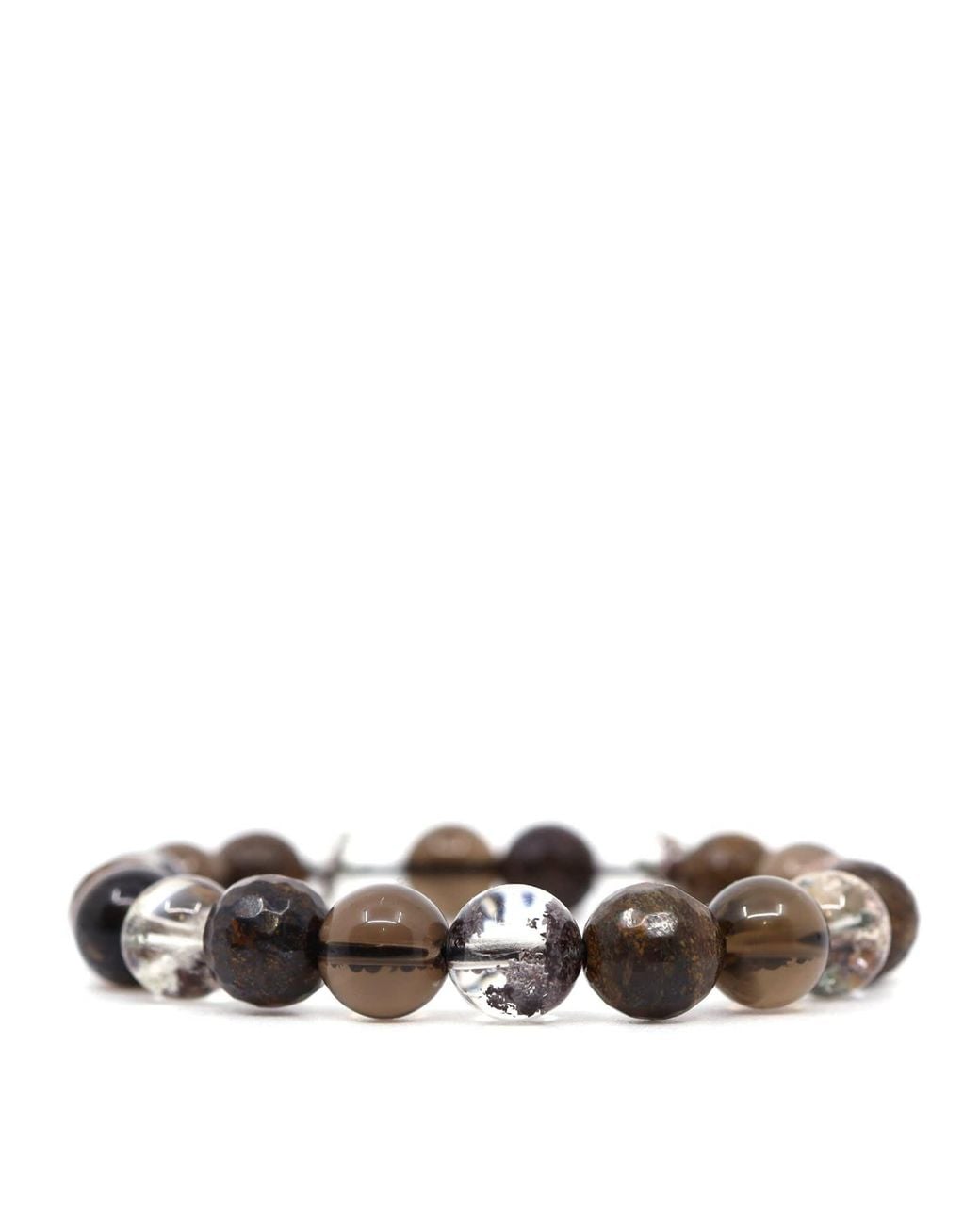 Shar Oke Brown Bronzite, Smoky Quartz & Lodolite Bracelet for men