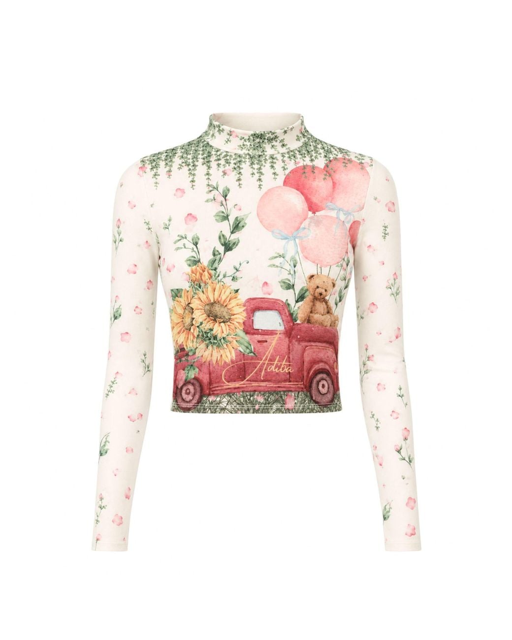 ADIBA Pink Sunbear Garden Mesh Top