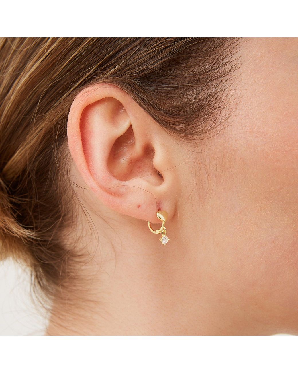 Spero London Metallic Heart Huggie Hoop Sterling Silver Drop Earring