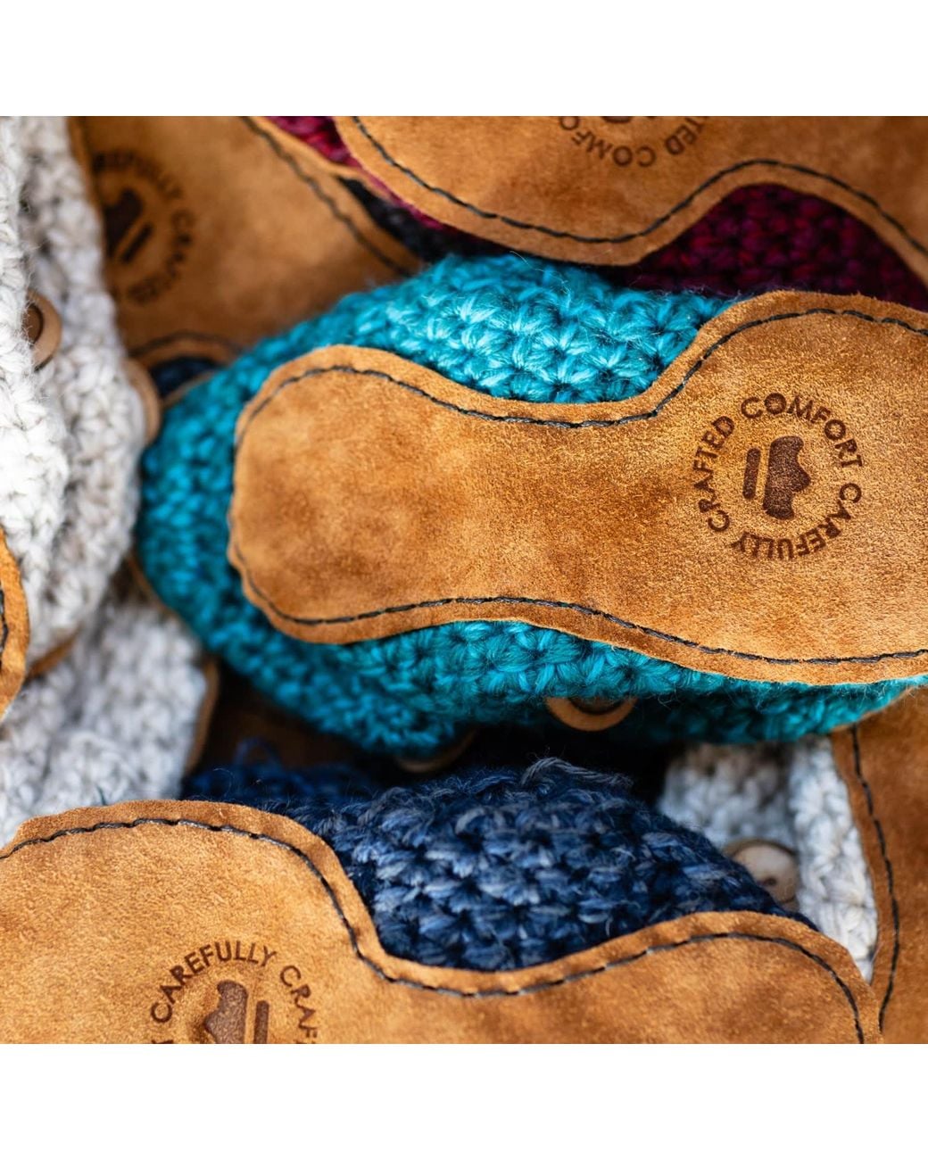 Kingdom of Wow Blue Handmade Wool Slippers For