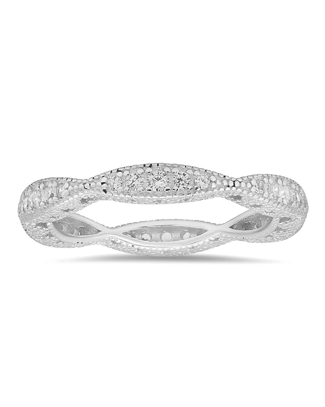 Kylie Harper Metallic Sterling Stackable Vintage Swirl Eternity Band Ring