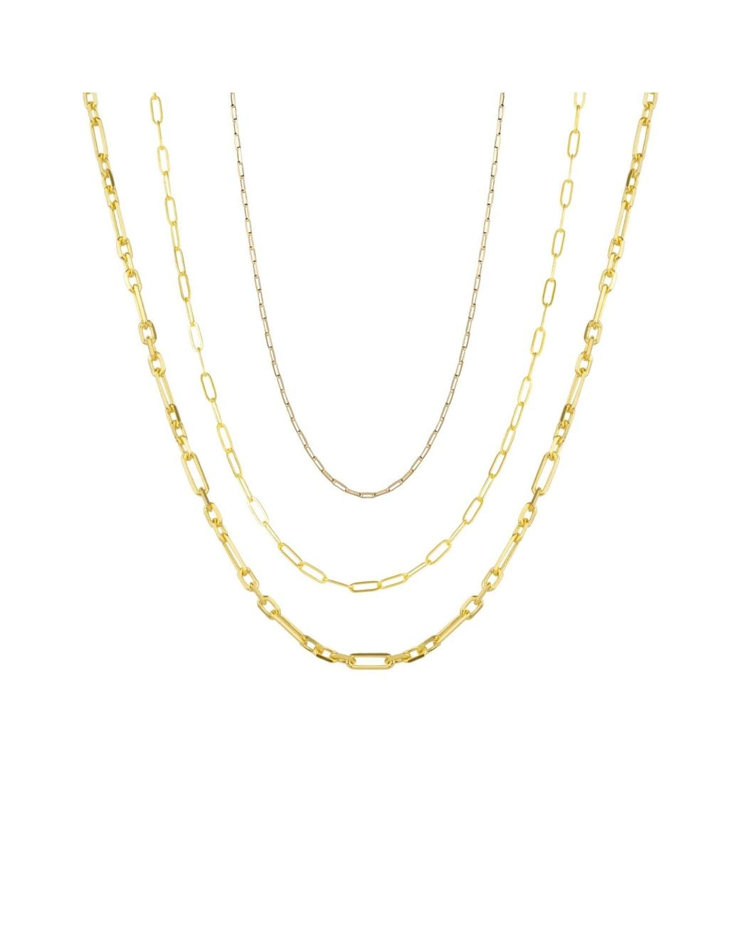 Spero London Metallic Paperclip Link Chain Sterling Necklace Layering Set