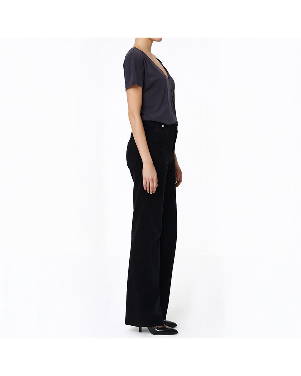 NOEND Blue Dina High Waisted Wide Corduroy