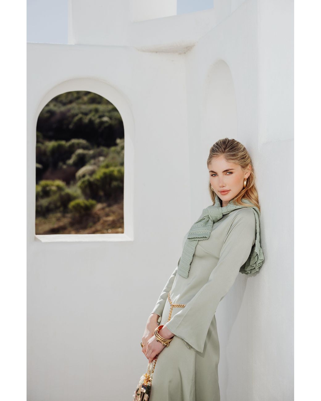 Rave on Trend Green Slip Long Sleeve Dress