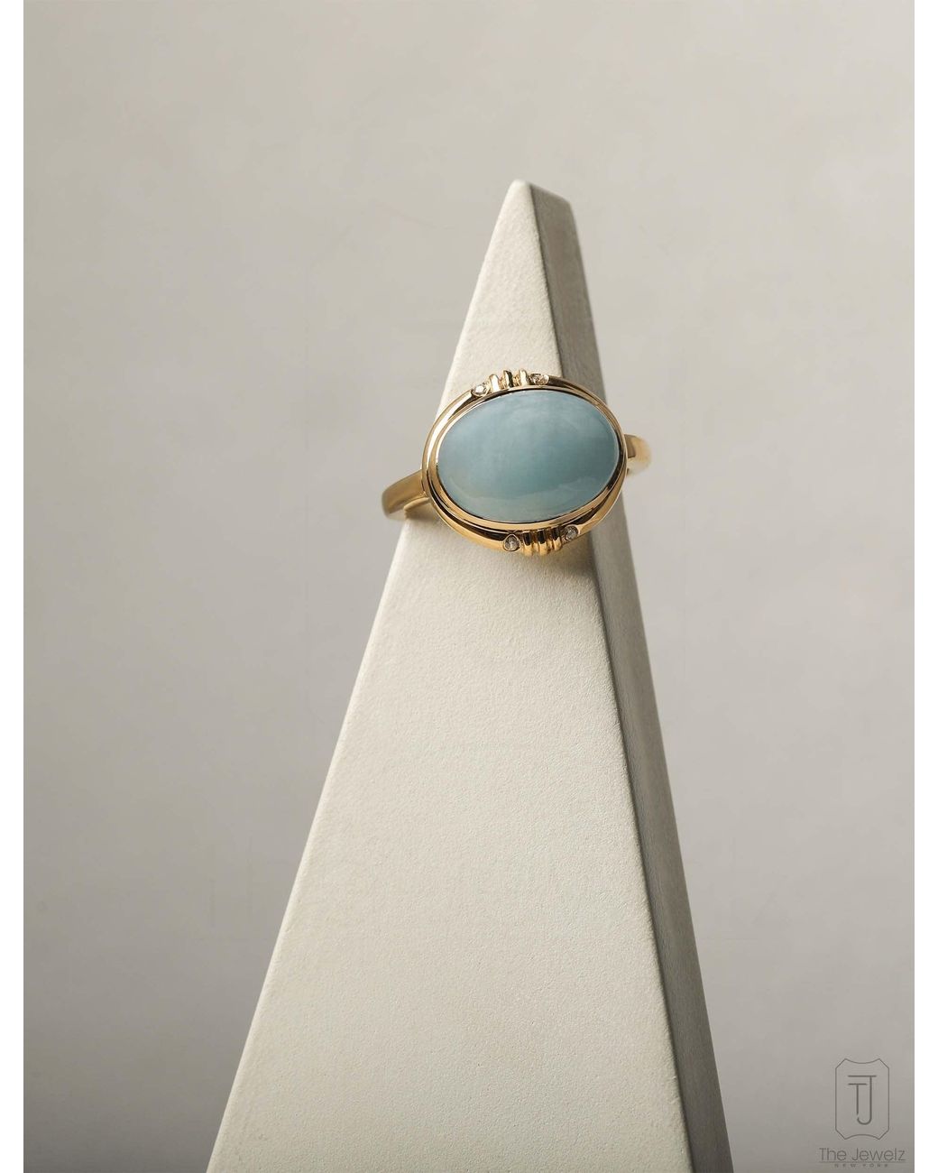 The Jewelz Blue Aqua Innes Cabochon Ring