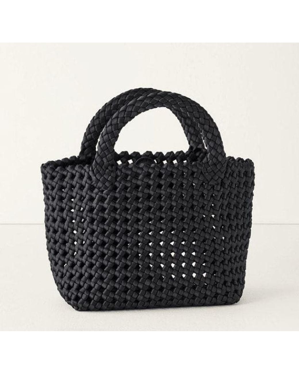 Prenelove Black Cambridge Small Woven Hand-Knotted Tote