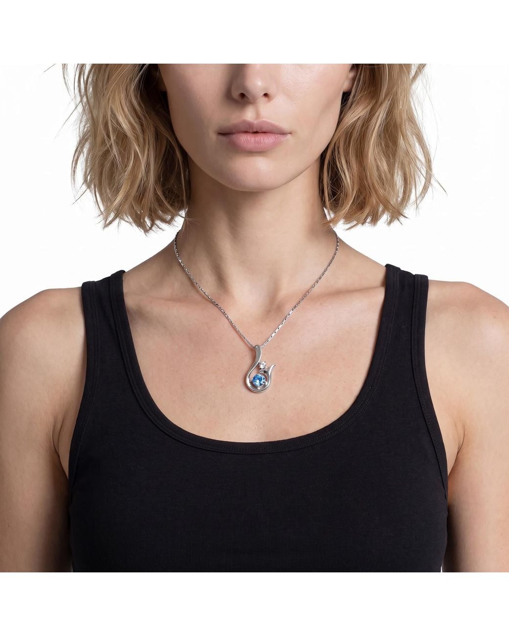 Modenaire Metallic Light Sapphire Abstract Sprout Pendant Necklace
