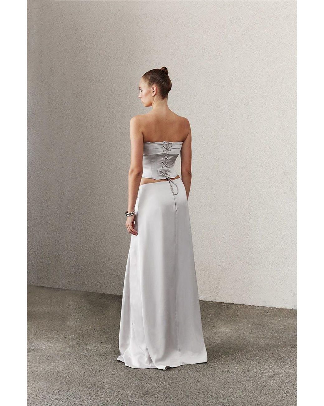 NAZLI CEREN White Corinne Satin Skirt