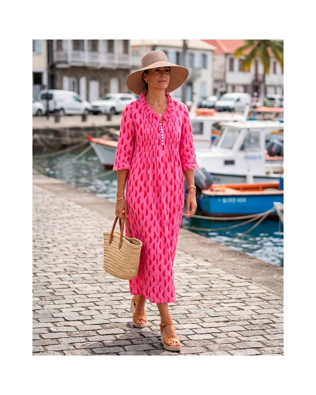 At Last Pink Cotton Annabel Maxi Dress