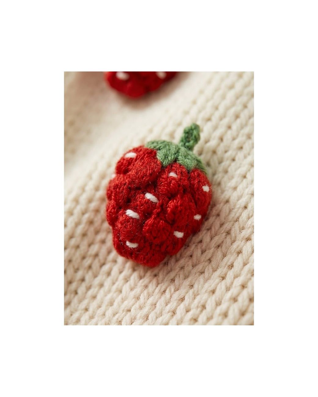 Ana Chic Multicolor Neutrals Strawberry Motif Handmade Knitted Cardigan