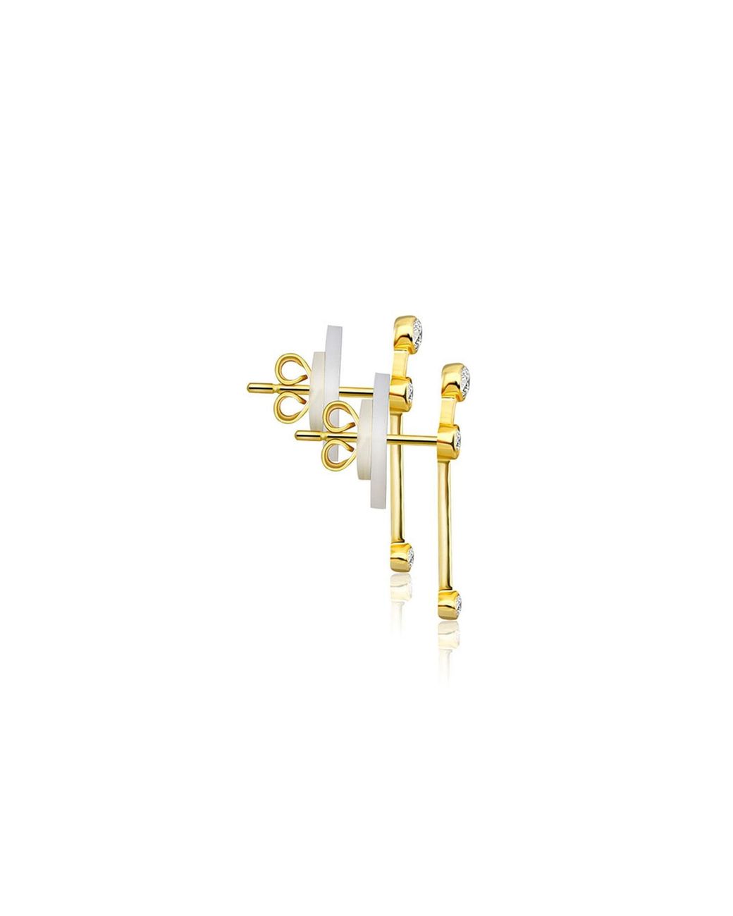 Genevieve Collection Metallic Aries Zodiac Constellation Earring 18K & Diamond