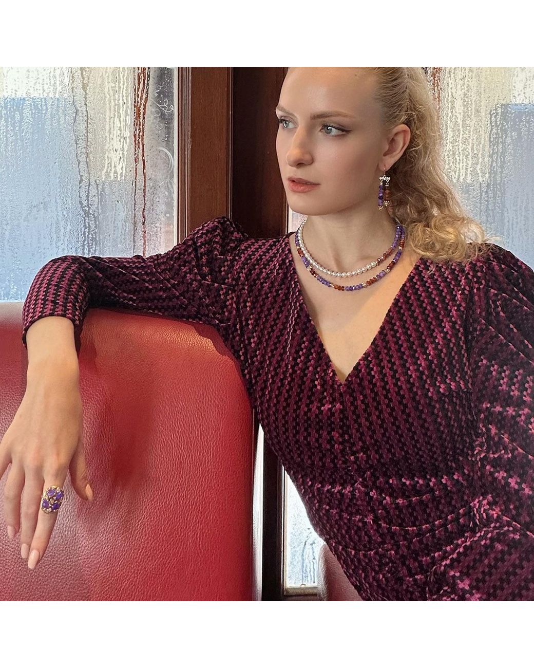 Farra Purple Amethyst Stone Setting Statement Ring