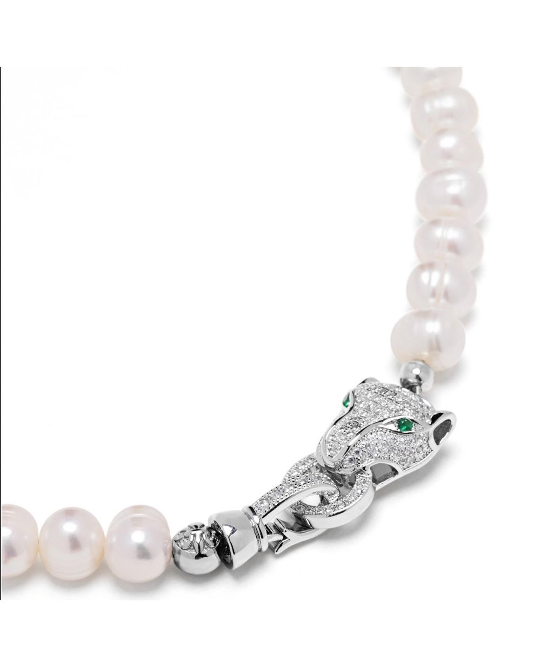 Nialaya Metallic Pearl Choker With Panther Head