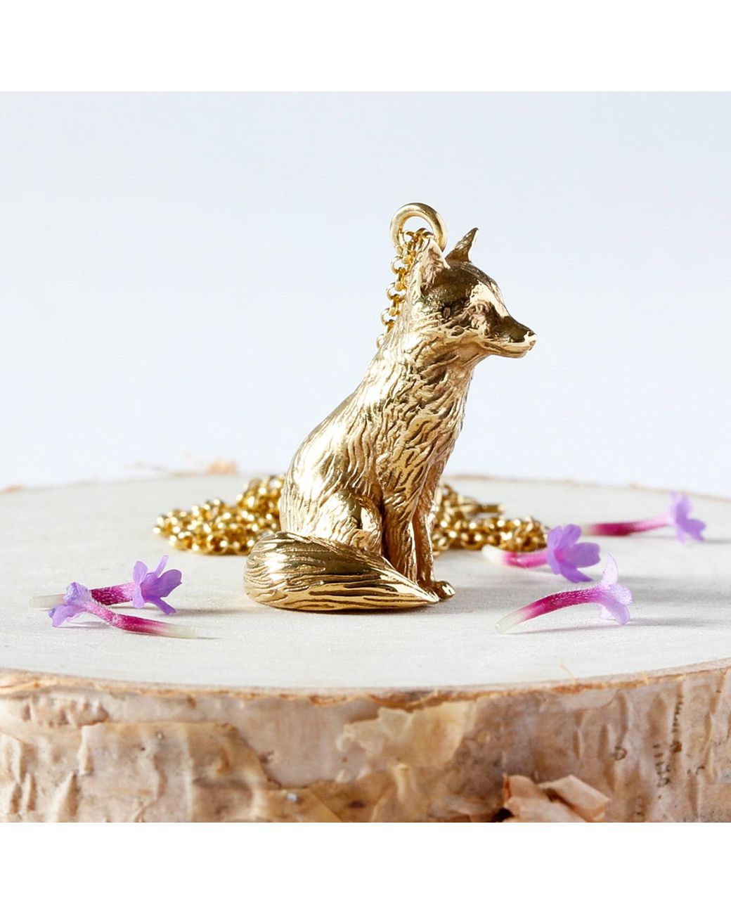 Lee Renee Metallic Fox Necklace – Small, Sitting