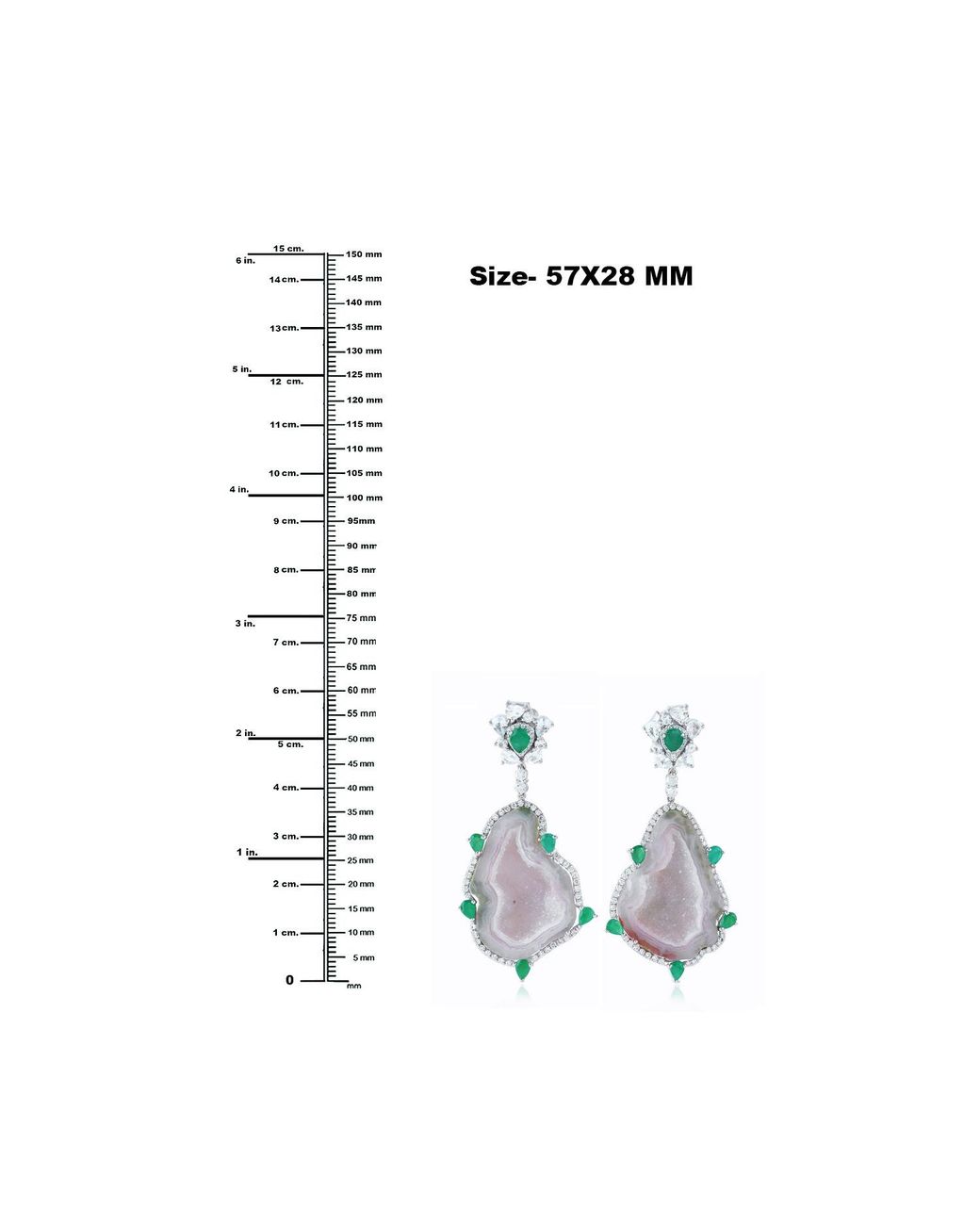 Artisan Green 18K Geode Sapphire ,Emerald And Diamond Drop Earrings