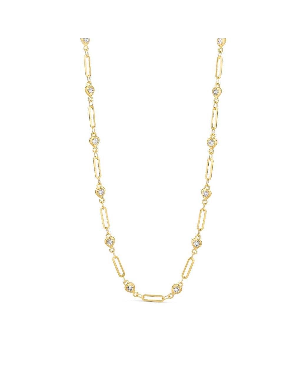 SHYMI Metallic Paper Clip And Stone Chain