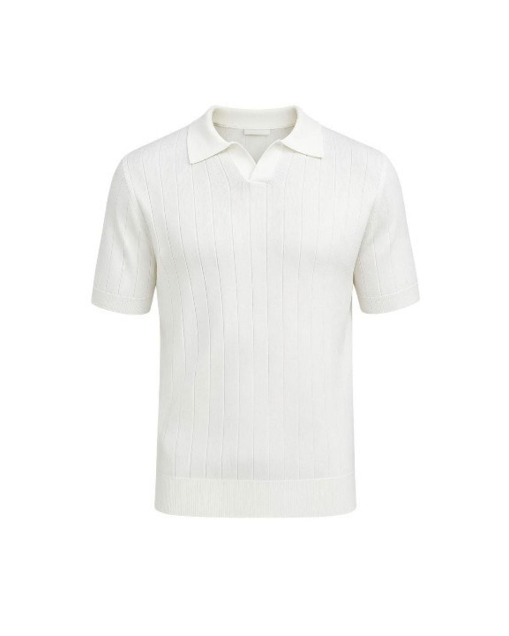 Vayla White Knitted Short Sleeve Polo Shirt for men