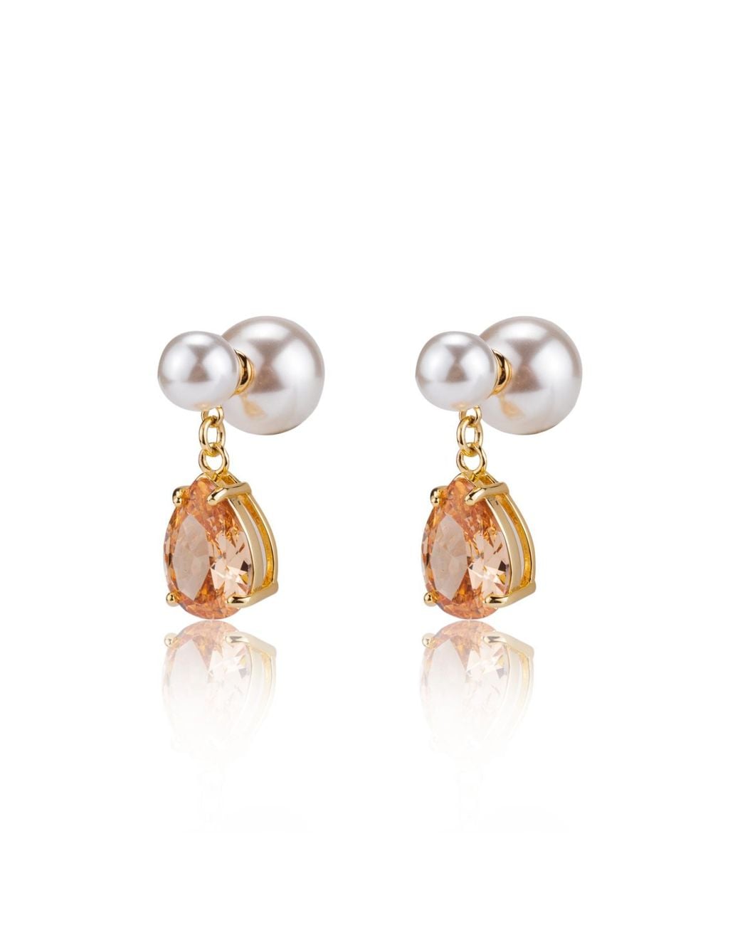 Miss Cecilia Metallic Gianna Double Pearl Pendant Earrings