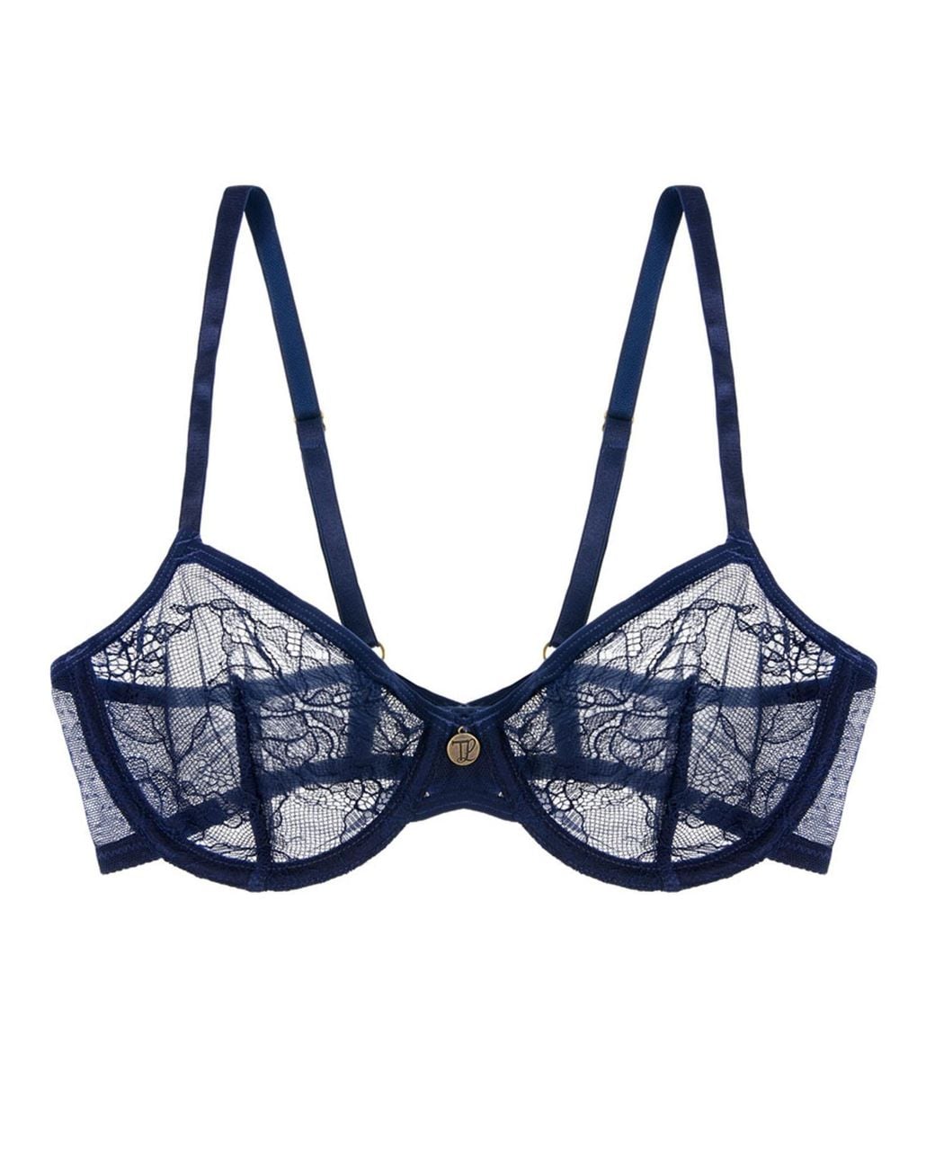 Tallulah Love Blue Urban Light Sheer Lace Underwired Bra Midnight