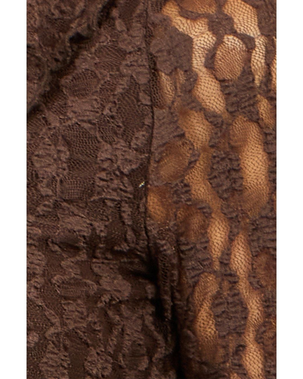 Yumi' Brown Ruffle Lace Top