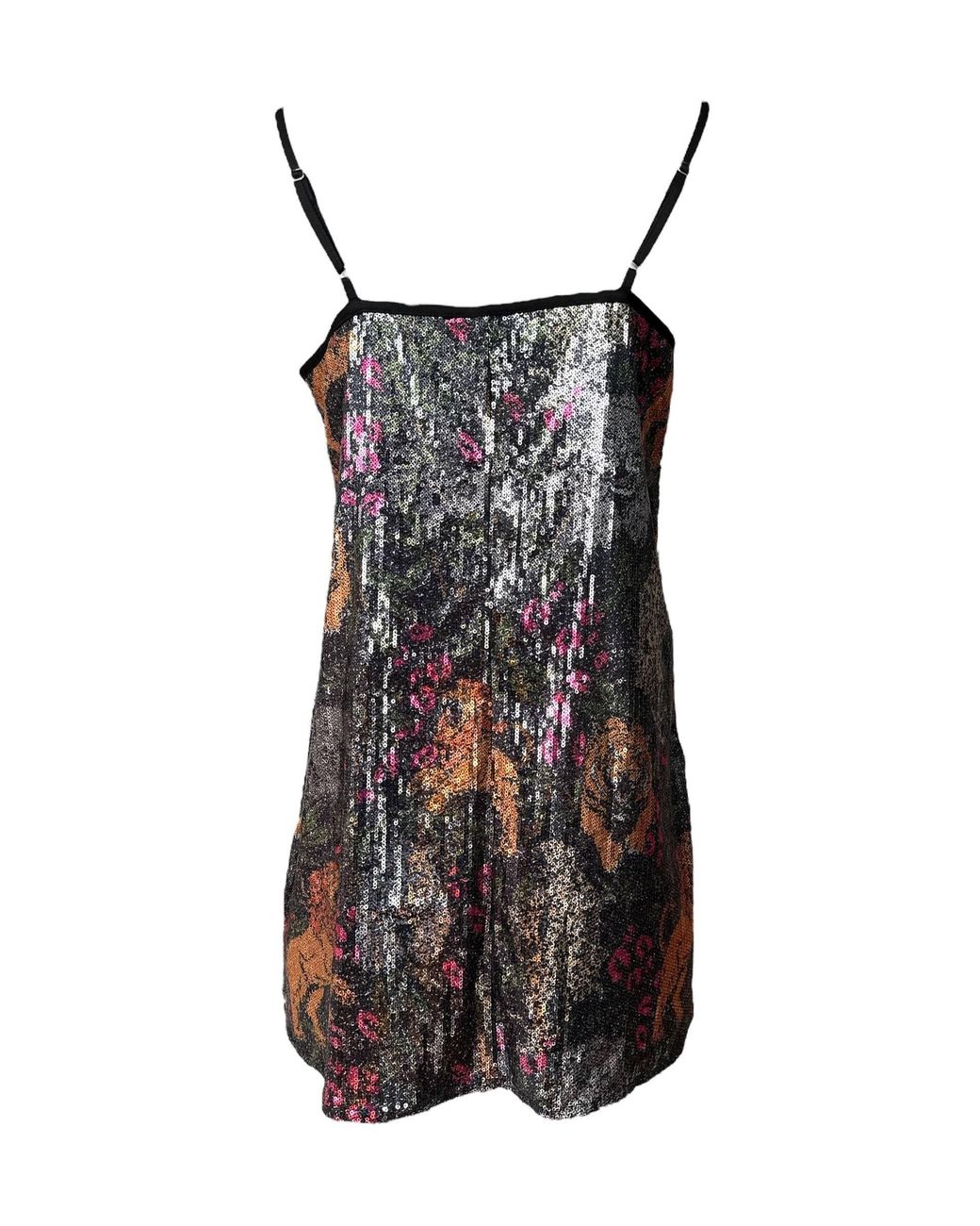 Any Old Iron Multicolor Big Cats Sequin Short Dress