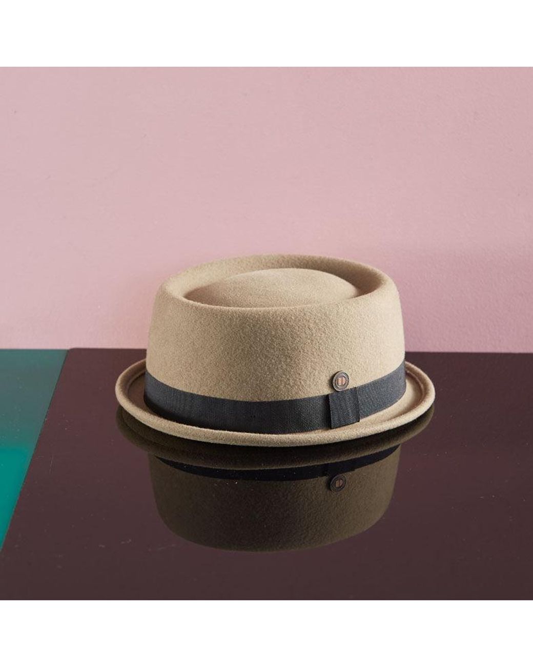 Dasmarca Hats Brown Neutrals Jack Khaki Felt Skimpy Brim Short Brim Rude Boy Mod Style Porkpie Hat for men