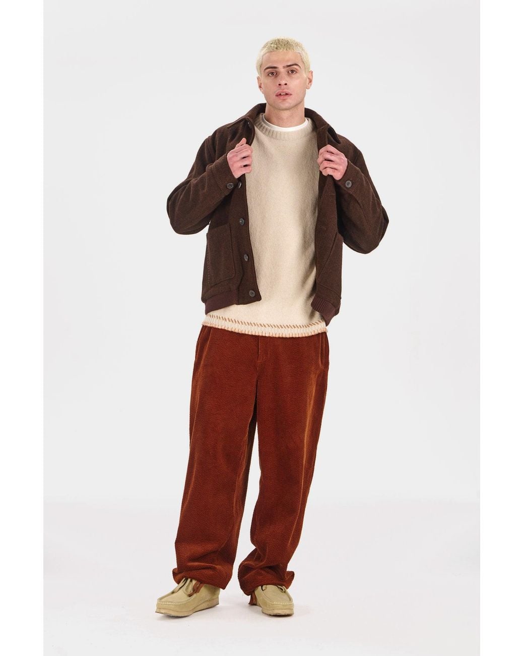 Komodo Red Wayne Organic Cotton Cord Trousers for men
