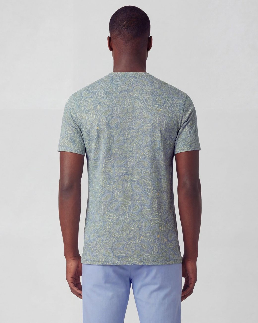 Lords of Harlech Gray Maze Paisley Pile Sunshine Vneck Tee for men