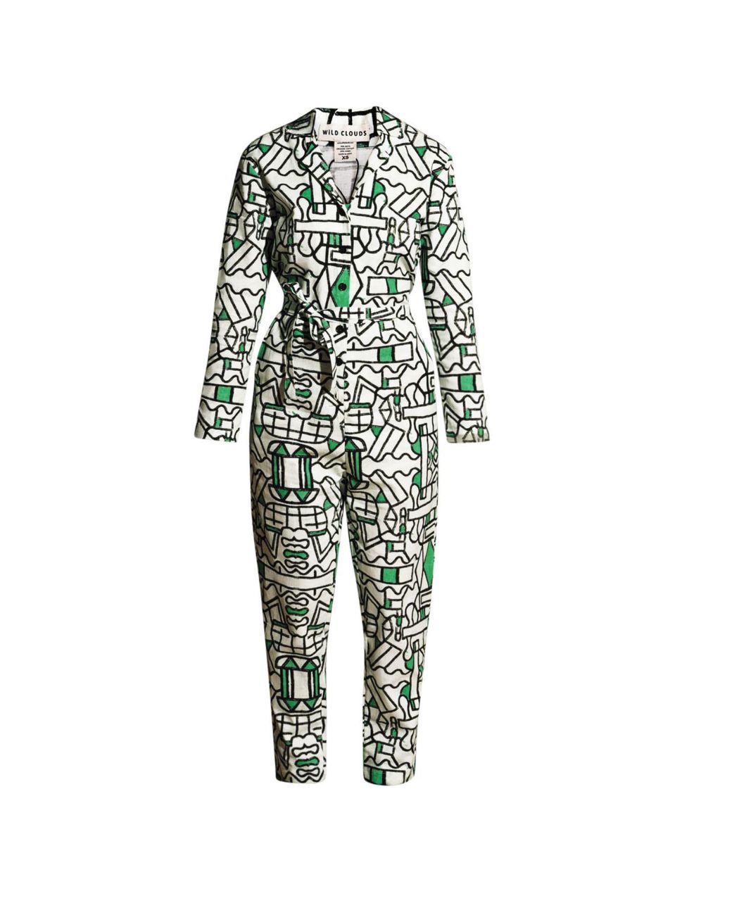 Wild Clouds Green Organic Cotton & Linen Jumpsuit