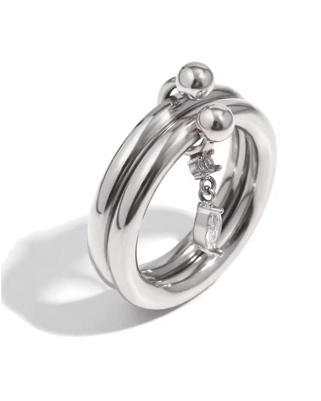 Olivia Le Metallic Stacked Jewel Ring