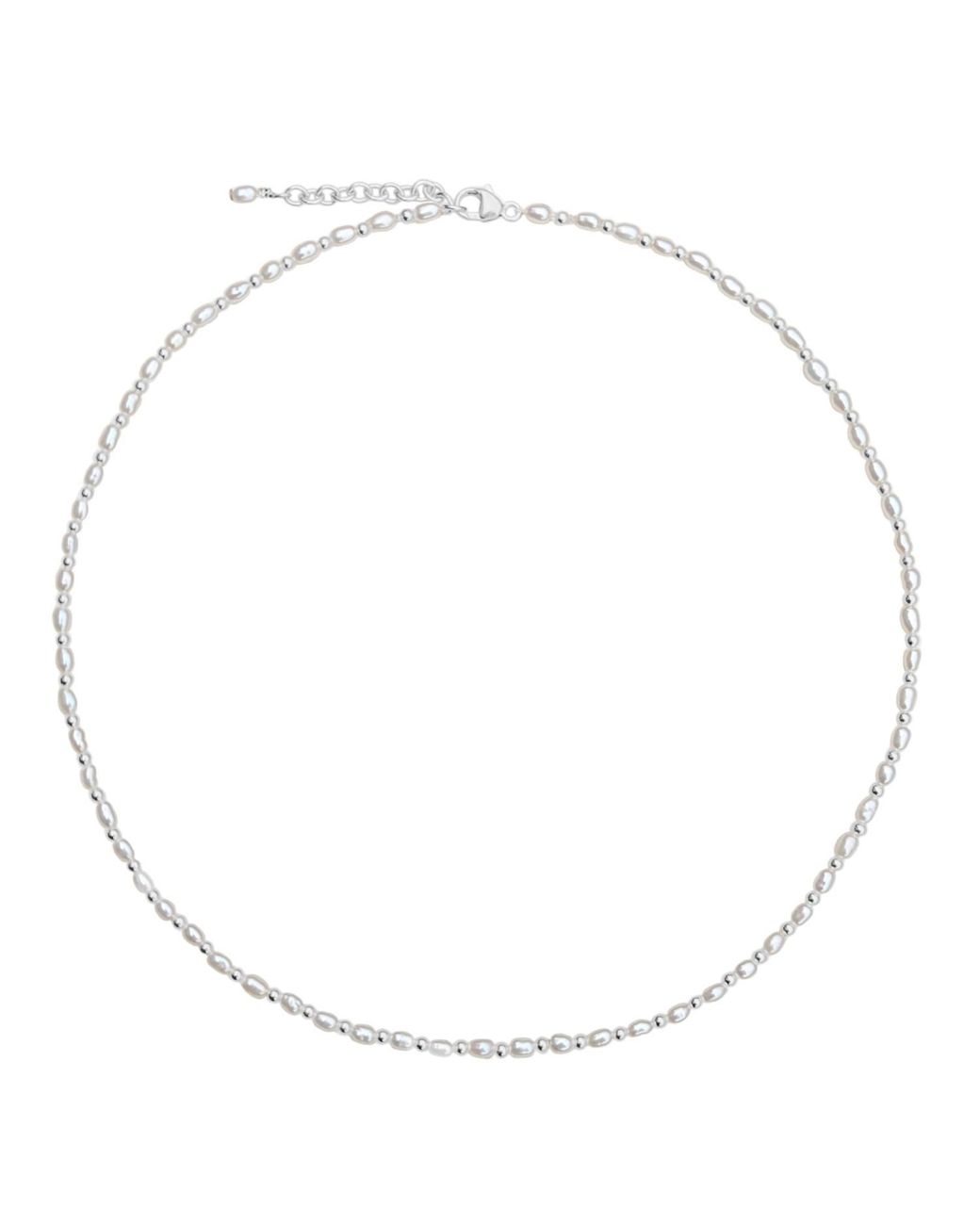 Kiri & Belle Nina Tiny Pearl And Sterling Bead Necklace in Metallic | Lyst