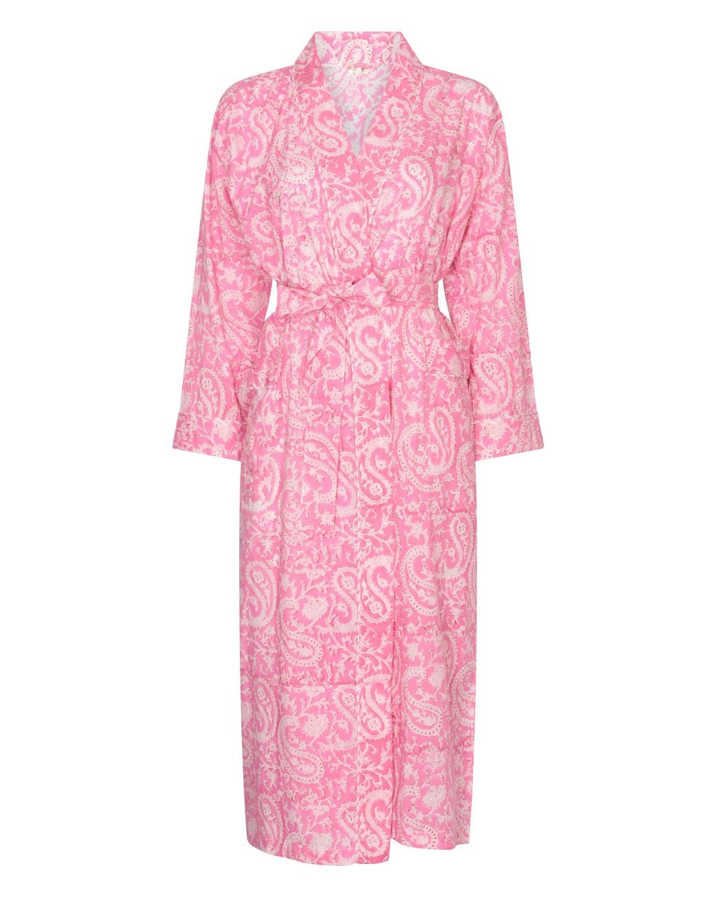 NoLoGo-chic Pink Hand Block Printed Kimono Robe