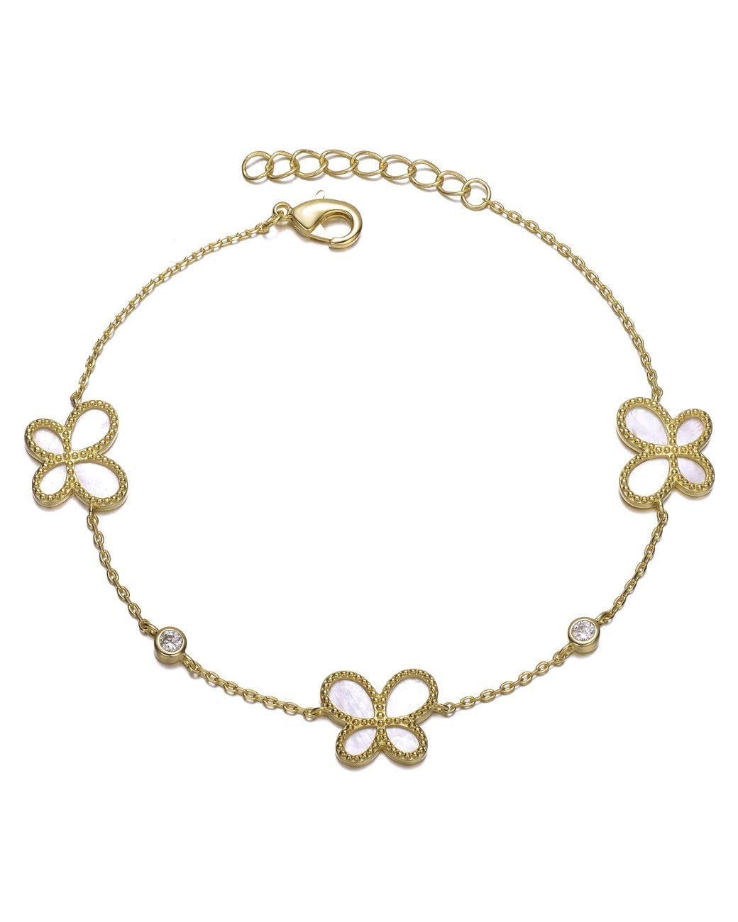 Genevive Jewelry Metallic Plated Mother Of Pearl Dainty Link Butterfly Bracelet