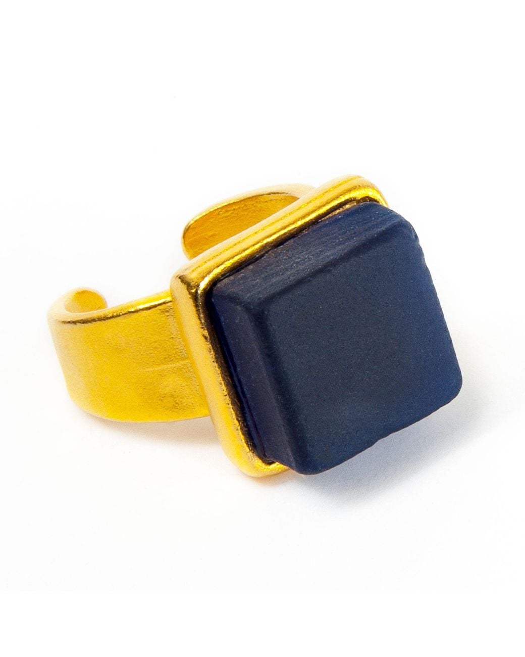 Smart Glass Jewelry Blue Recycled Glass Cube Ring Cobalt