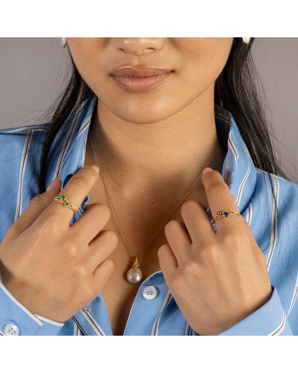 Claire Hill Designs Green Twisted Branch Chalcedony Ring