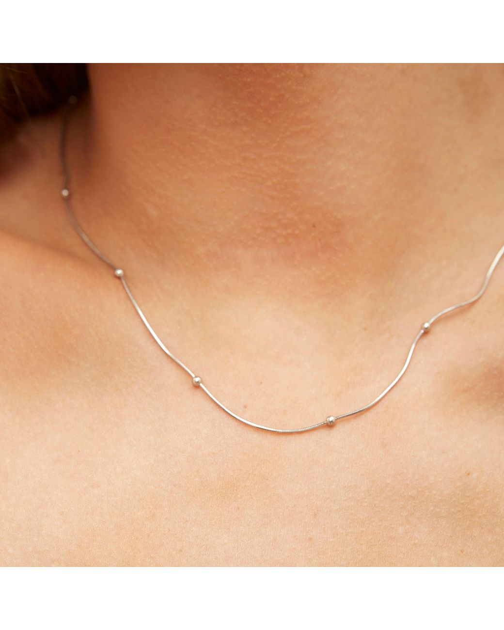 Spero London Metallic Beaded Satellite Sterling Chain Necklace Layering Set