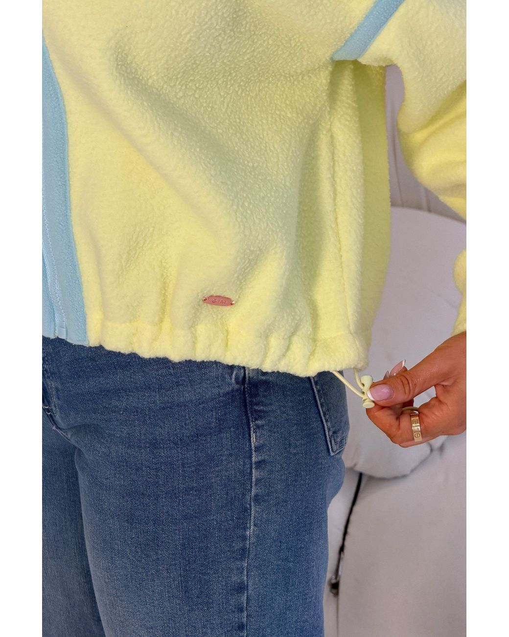 Girl In Mind Yellow Lulu Contrast Binding Full Zip Fleece Lime