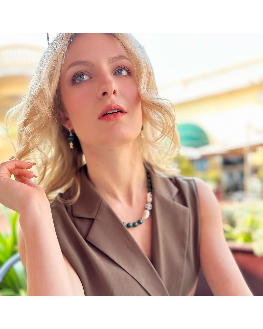 Farra Green Gorgeous Malachite With Baroque Pearls Statement Necklace